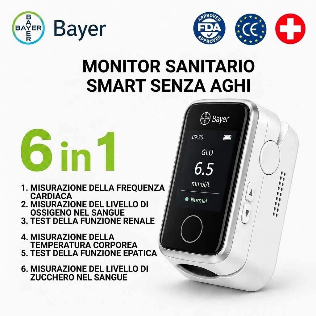 Bayer Glucometro 12 in 1 – Misuratore di Glicemia Non Invasivo Senza Puntura, Digitale e Portatile