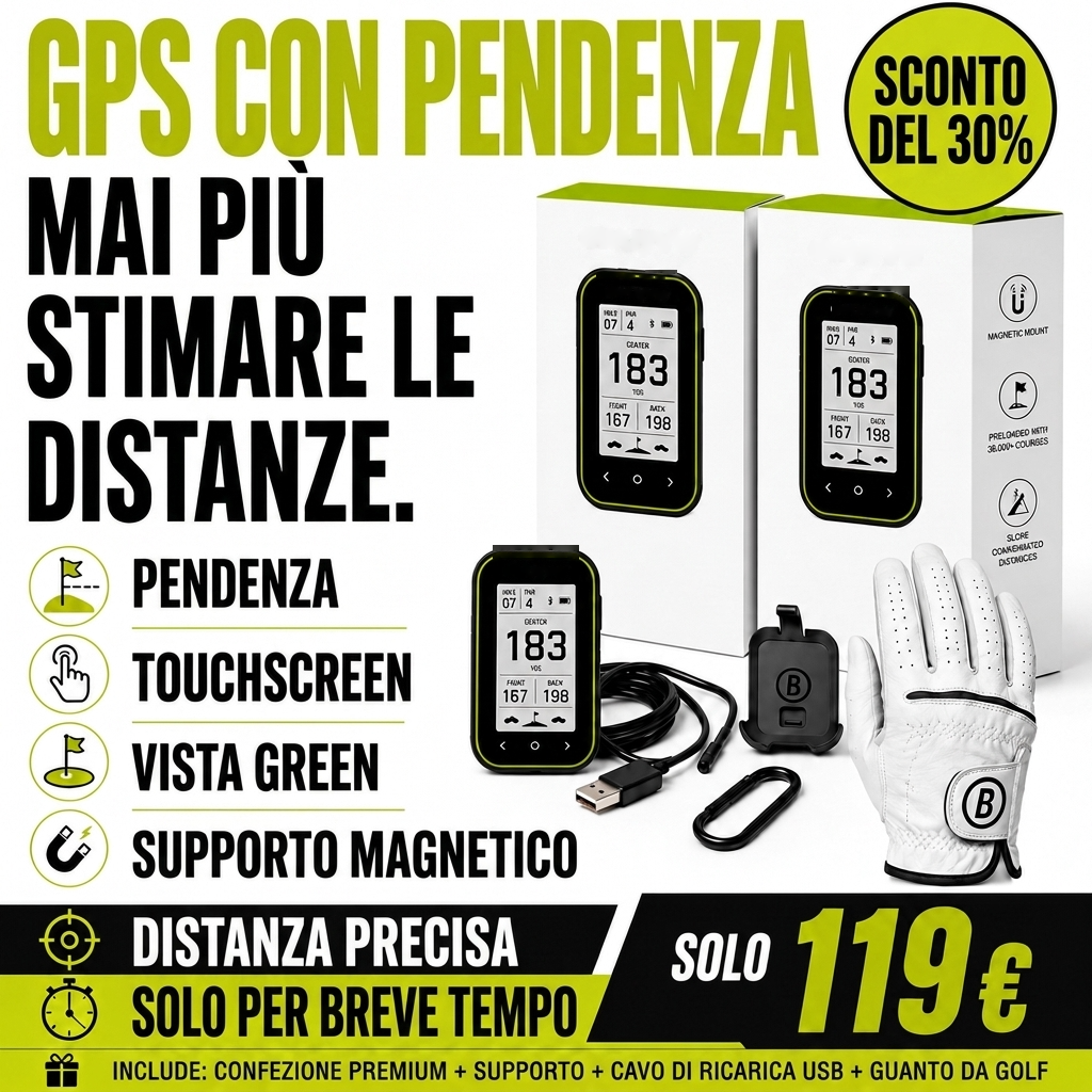 Telemetro Golf GPS con Pendenza – Distanziometro Portatile con Supporto a Clip