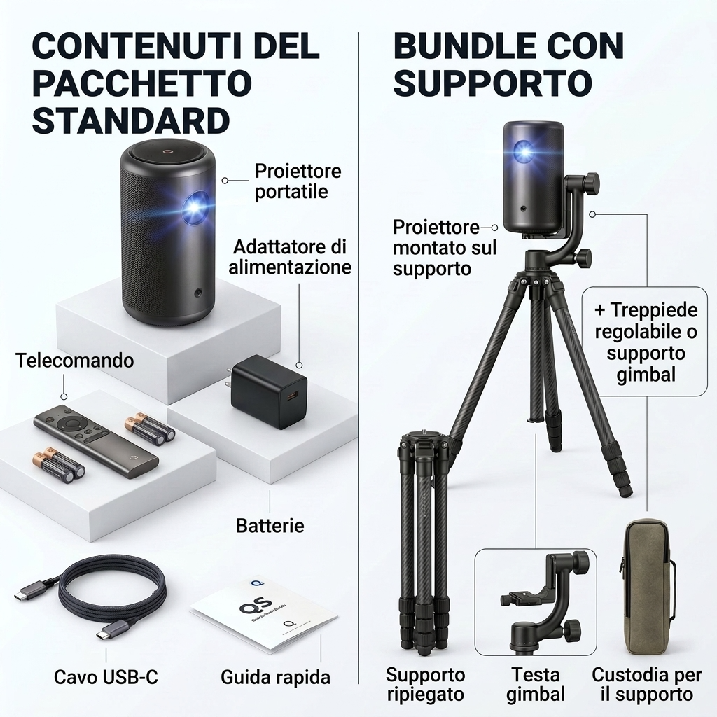 Mini Proiettore Portatile Full HD con Google TV – Chromecast, Autofocus, Batteria Integrata e HDMI 2.1
