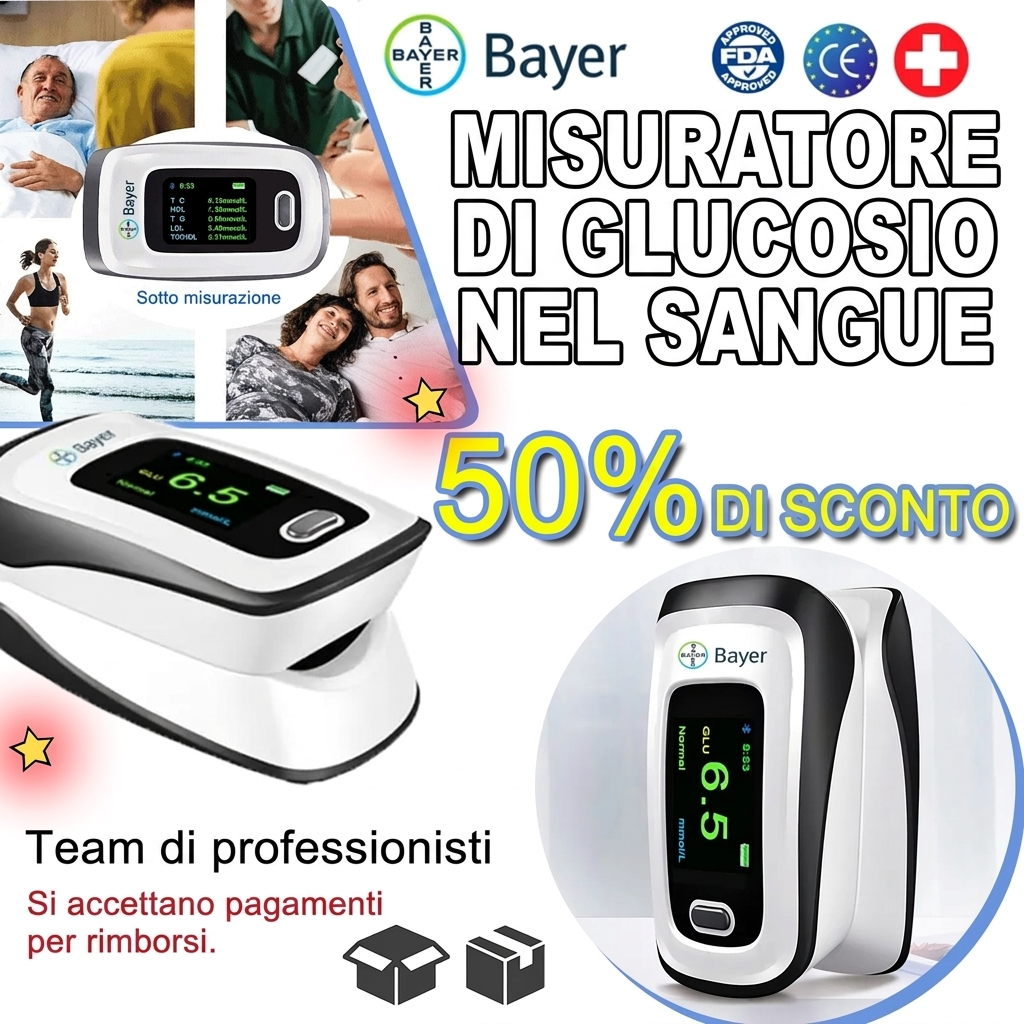 Bayer Misuratore di Glicemia Non Invasivo 12 in 1 – Glucometro Senza Puntura con Monitoraggio Multiparametrico